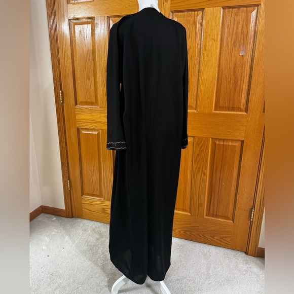 Abaya Black Gold Size 56 (2X-3X) Long Sleeve Maxi Lightweight Islamic Dress NEW - Picture 8 of 10